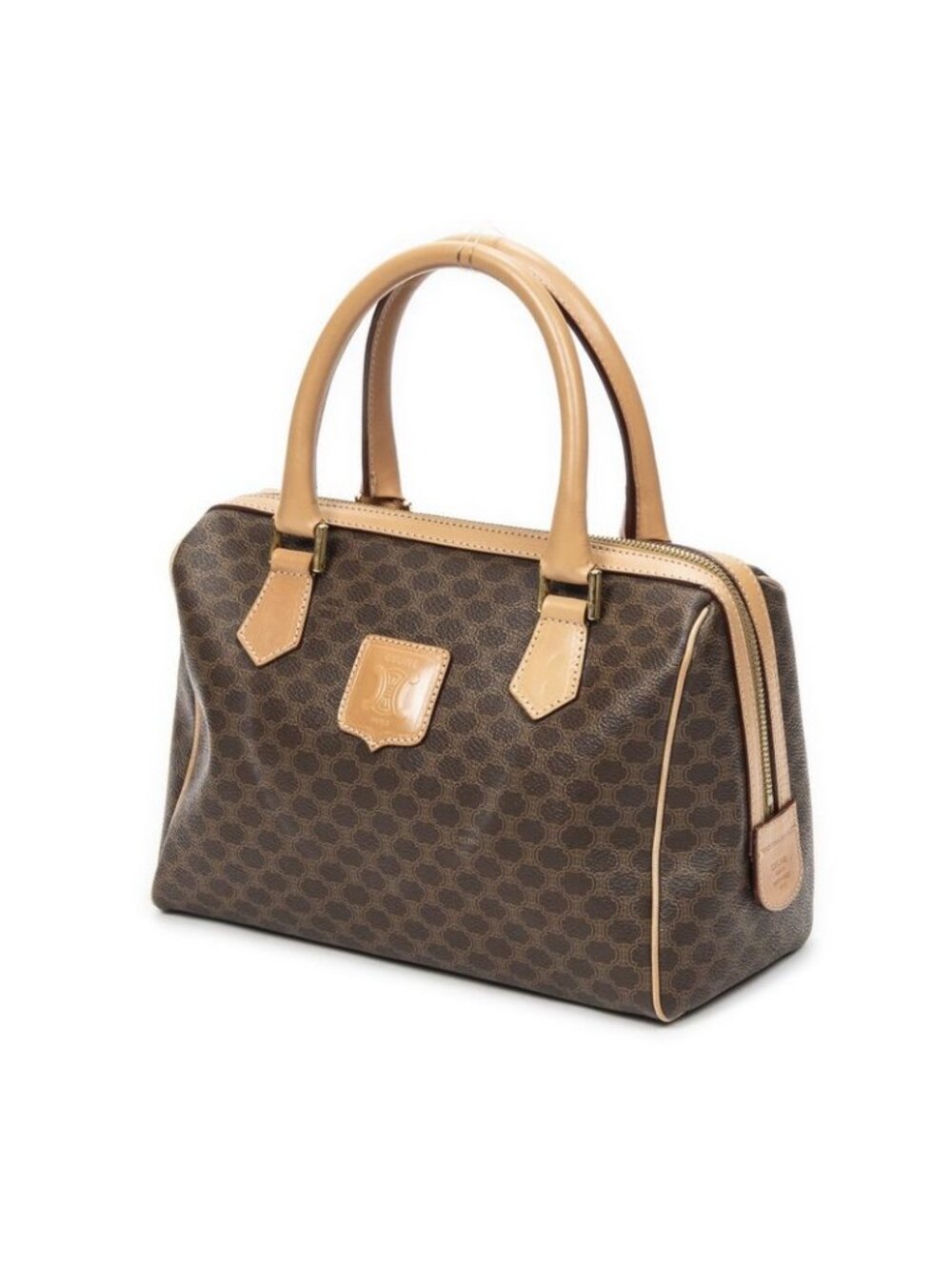 Celine Small Boston Beige Brown Macadam Canvas Shoulder Bag - Picture 2 of 10